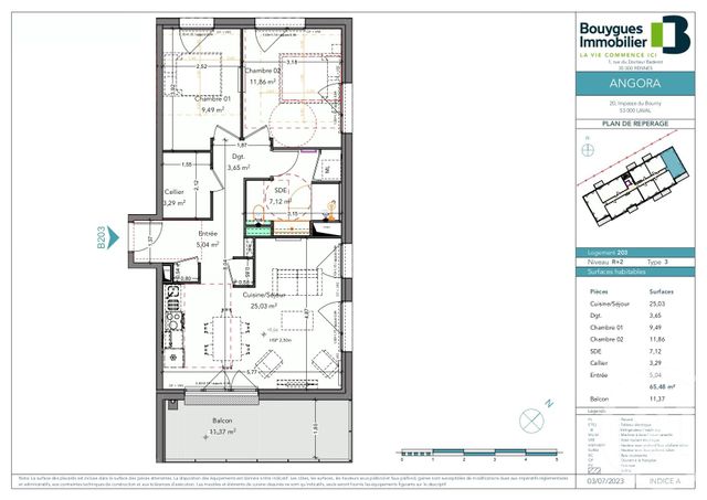 Appartement T3 &agrave; vendre - 4 pi&egrave;ces - 65 m2 - Laval - 53 - PAYS-DE-LOIRE